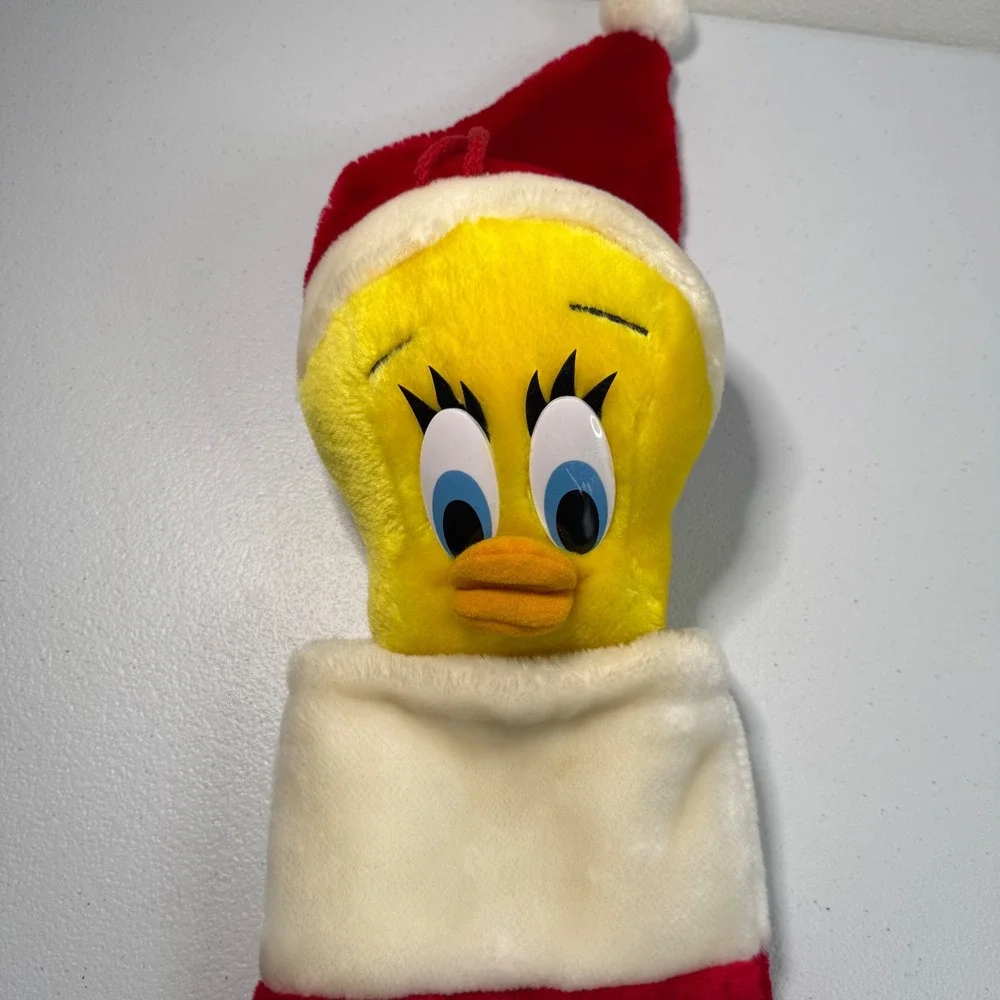 Vintage Tweety Bird Christmas Stocking Looney Tunes Plush Santa Hat Holiday Deco